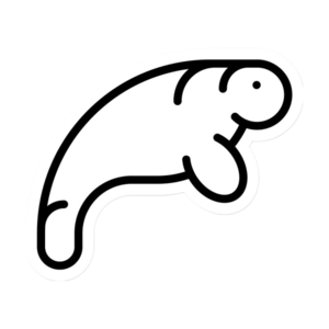 Manatee, Black, White, Sticker
